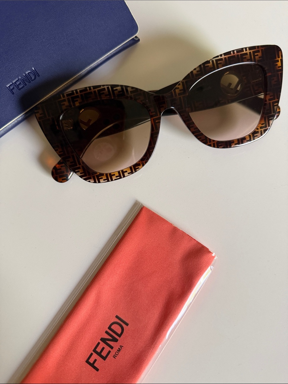 Fendi Women’s Tortoiseshell Logo Cat Eye Sunglasses - Brown